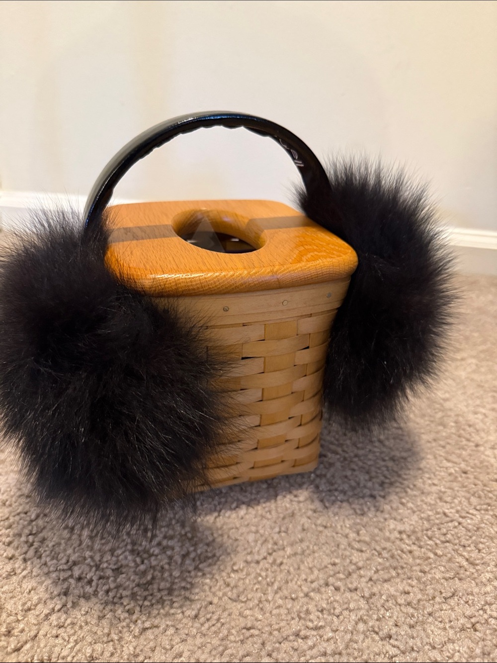 Surell Black Faux Fur Headband Earmuffs